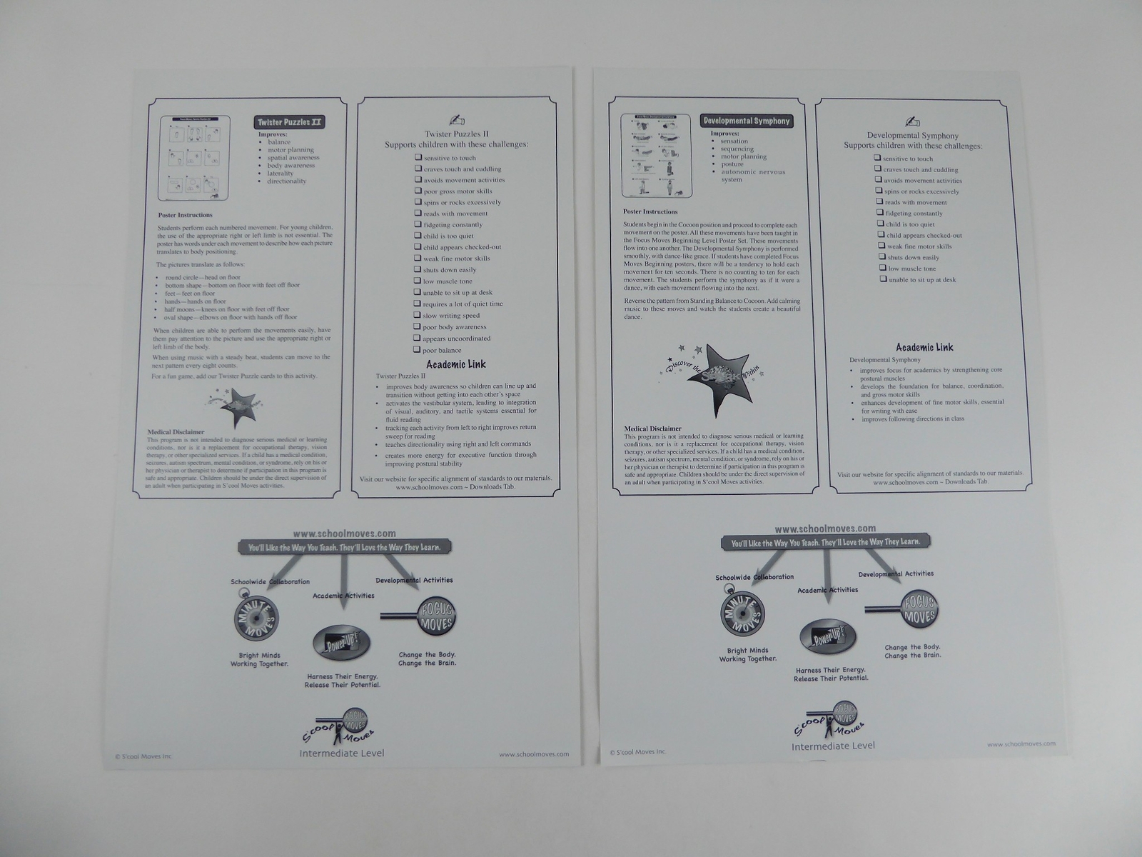 School Moves Focus Moves 11×15 Poster Picture Cards S’cool Lot of 10