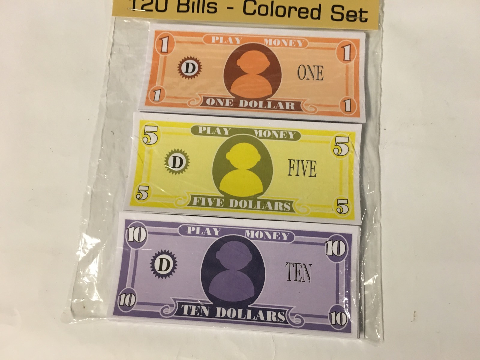 120 Bills – Play Pretend  Money  – Colored set