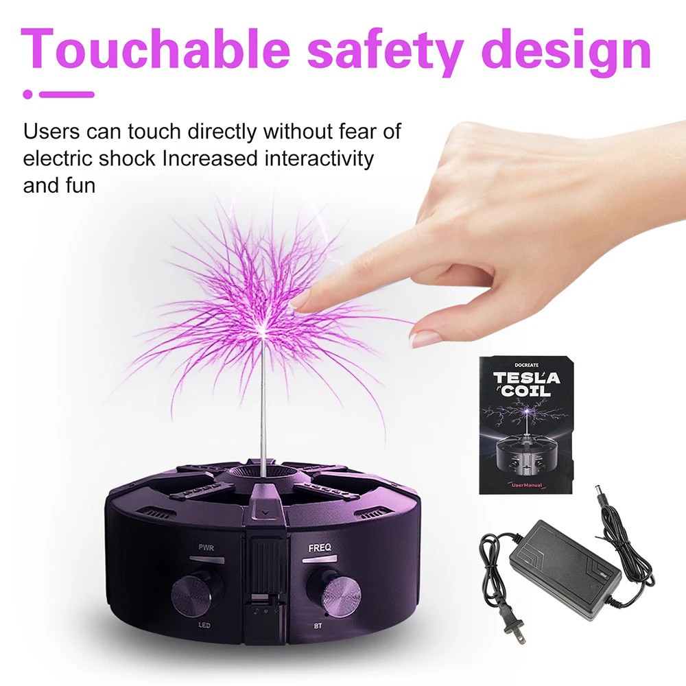 Tesla Coil Bluetooth Music Box Arc Generator Artificial Lightning Touchable