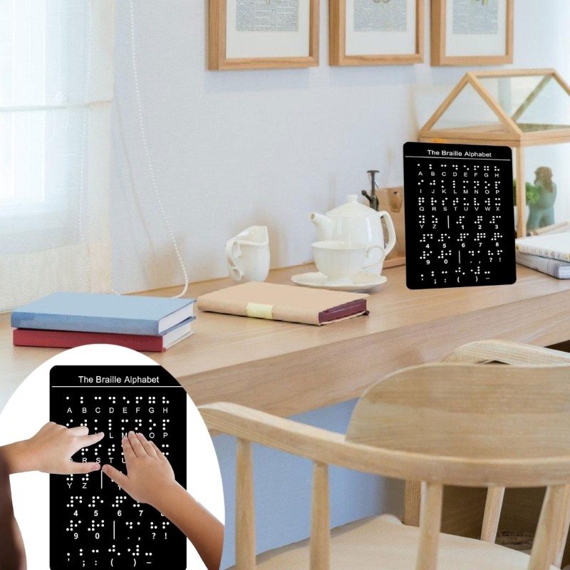 Beginner Braille Teaching Aid Braille Letter Board with Raised Dots 12×18.4cm