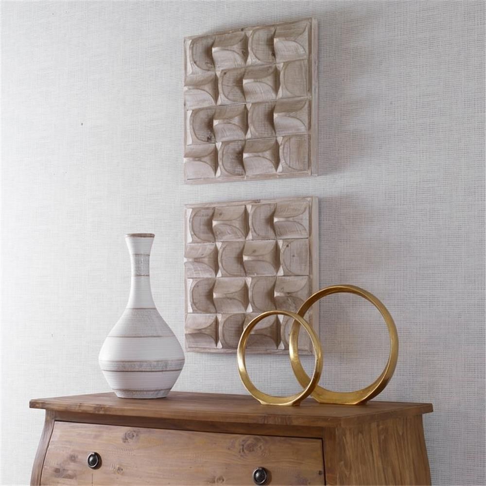 Bowery Hill Contemporary Fir Wood and MDF Wall Decor in Natural and Ivory