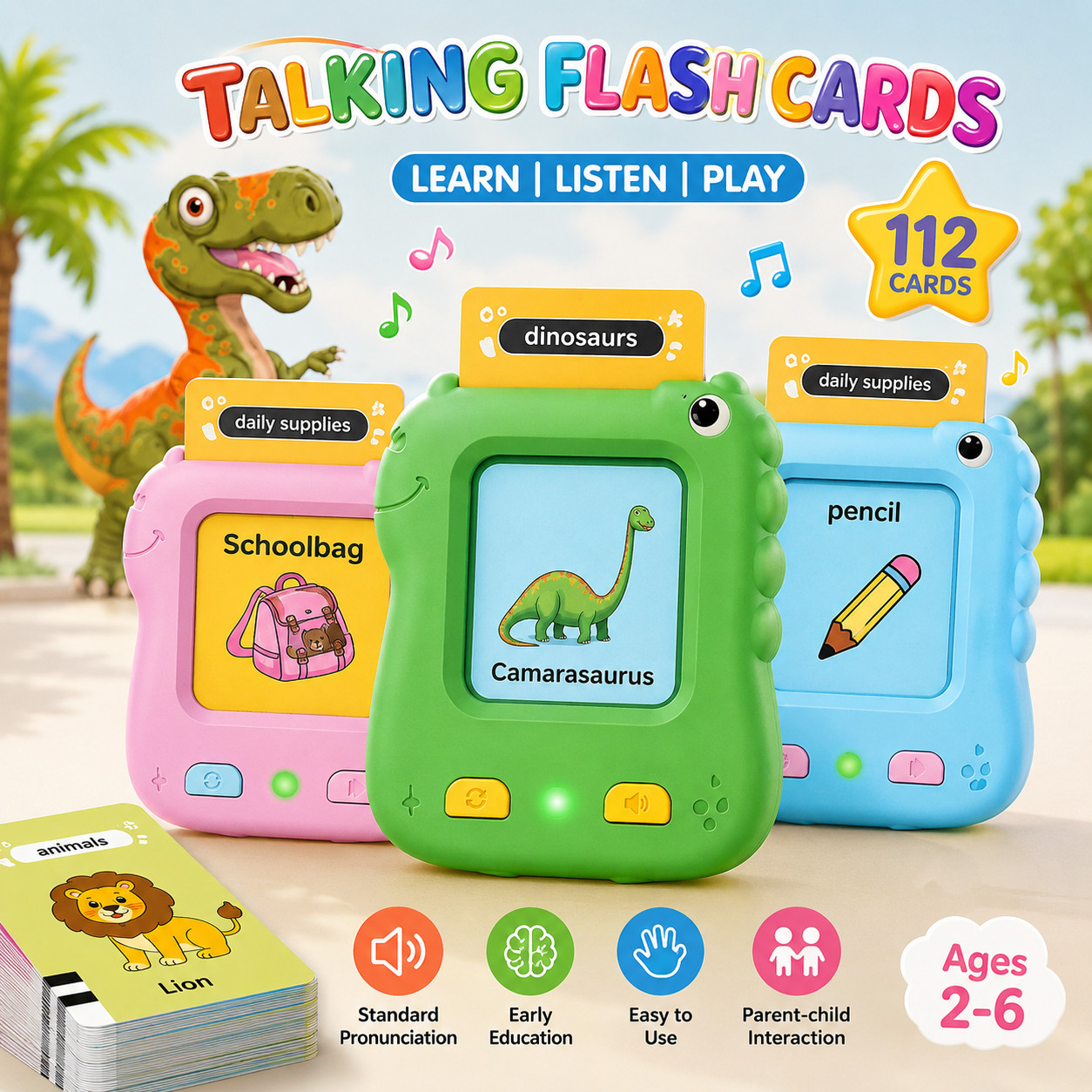 Talking Flash Cards for Toddlers 224 Sight Words Montessori Learning Toys Ages 2