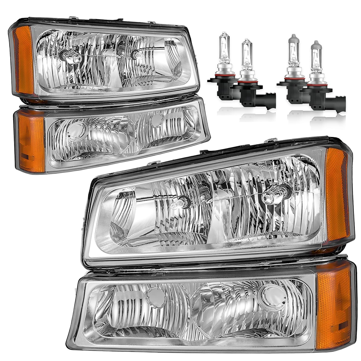 Headlights Assembly W/Bulbs for 2003-2007 Chevy Silverado1500/2500/3500/1500H…