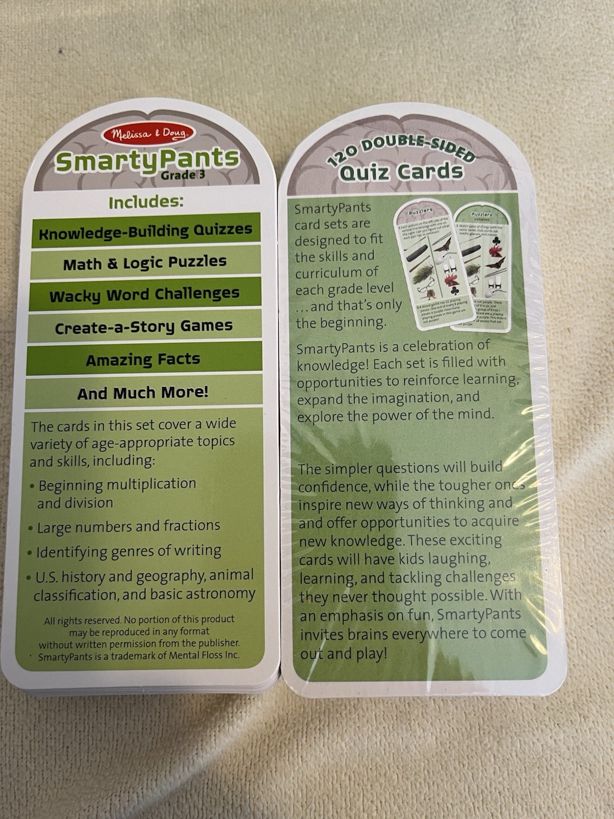 Melissa & Doug SmartyPants Grade 3 Math & Logic 120 Cards Games snd Puzzles