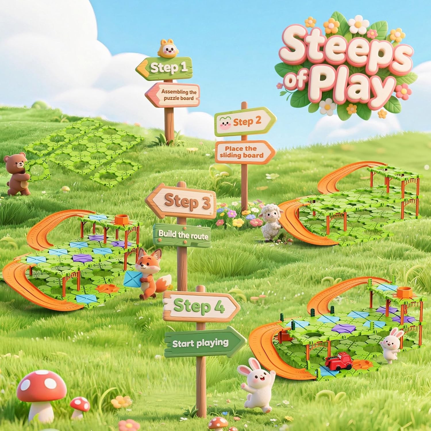 DIY STEM Board Games Kids Toys,Road Builder Educational Learning Toys for Kids