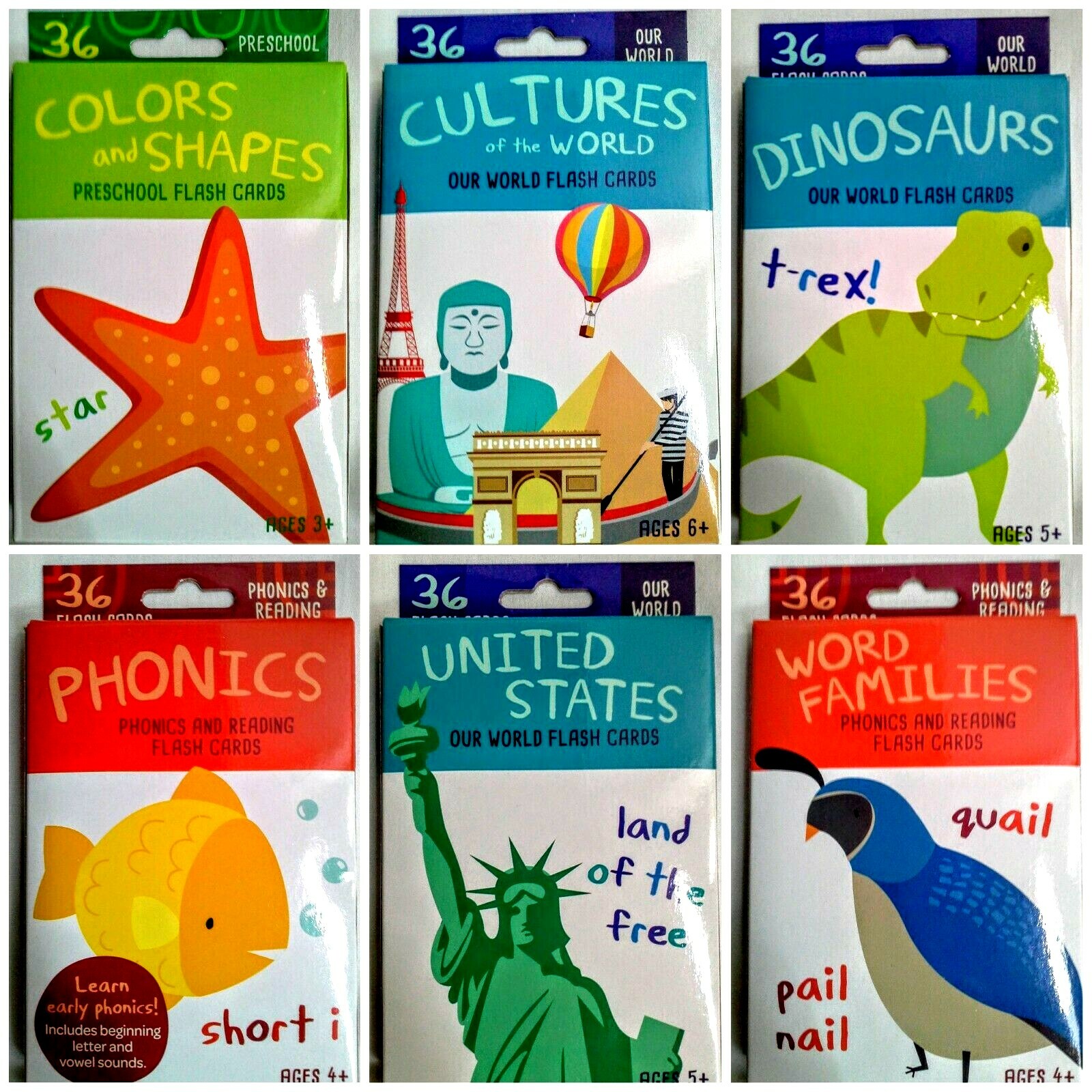 Bendon English, Math, Geography, Science Flash Cards CHOICE of 6 Pre-K+ NEW!