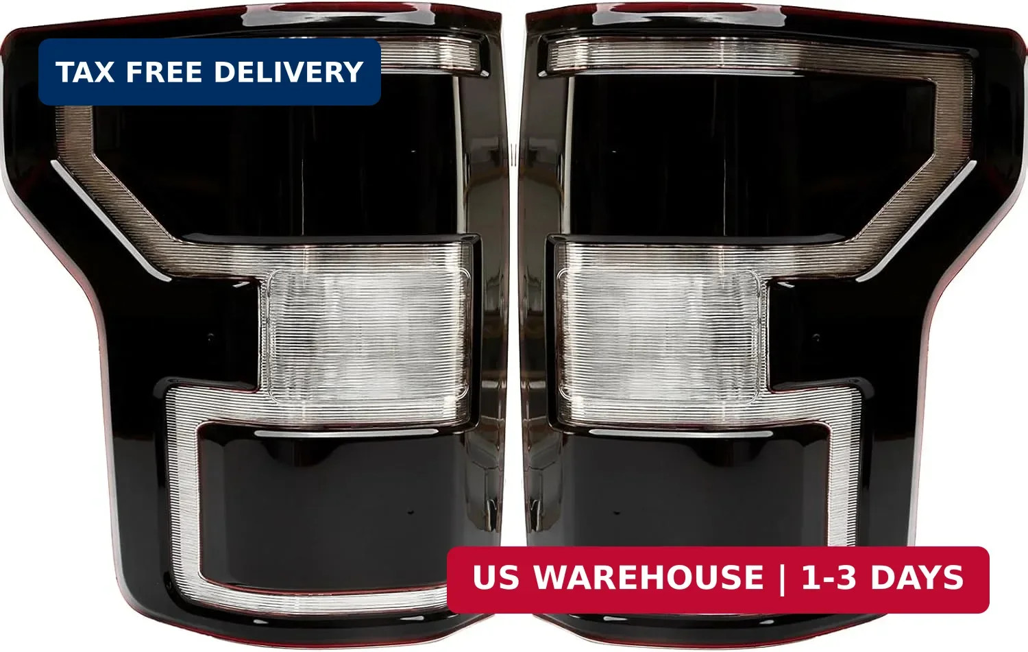 Tail Lights Pair for Ford F-150 2018-2020 Smoked Black Halogen w Bulbs