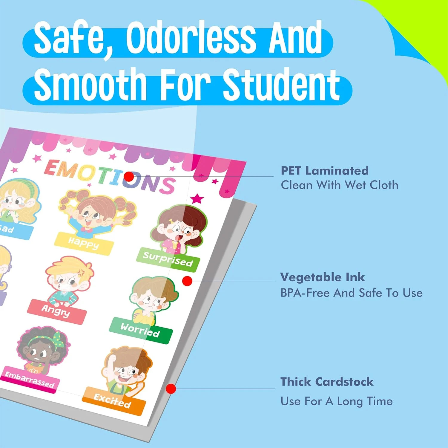 15 Packs Educational Poster, Thick Early Learning Posters Waterproof & Tear Proo