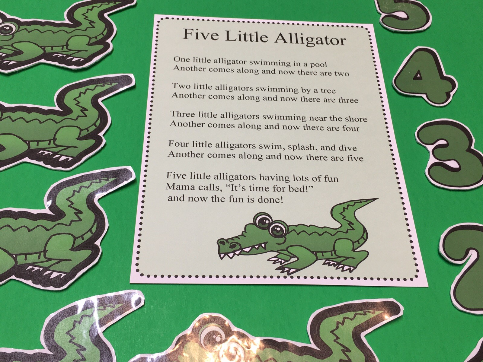 Five Little Alligator Flannel Board Set – Laminated Activity Set – Teaching
