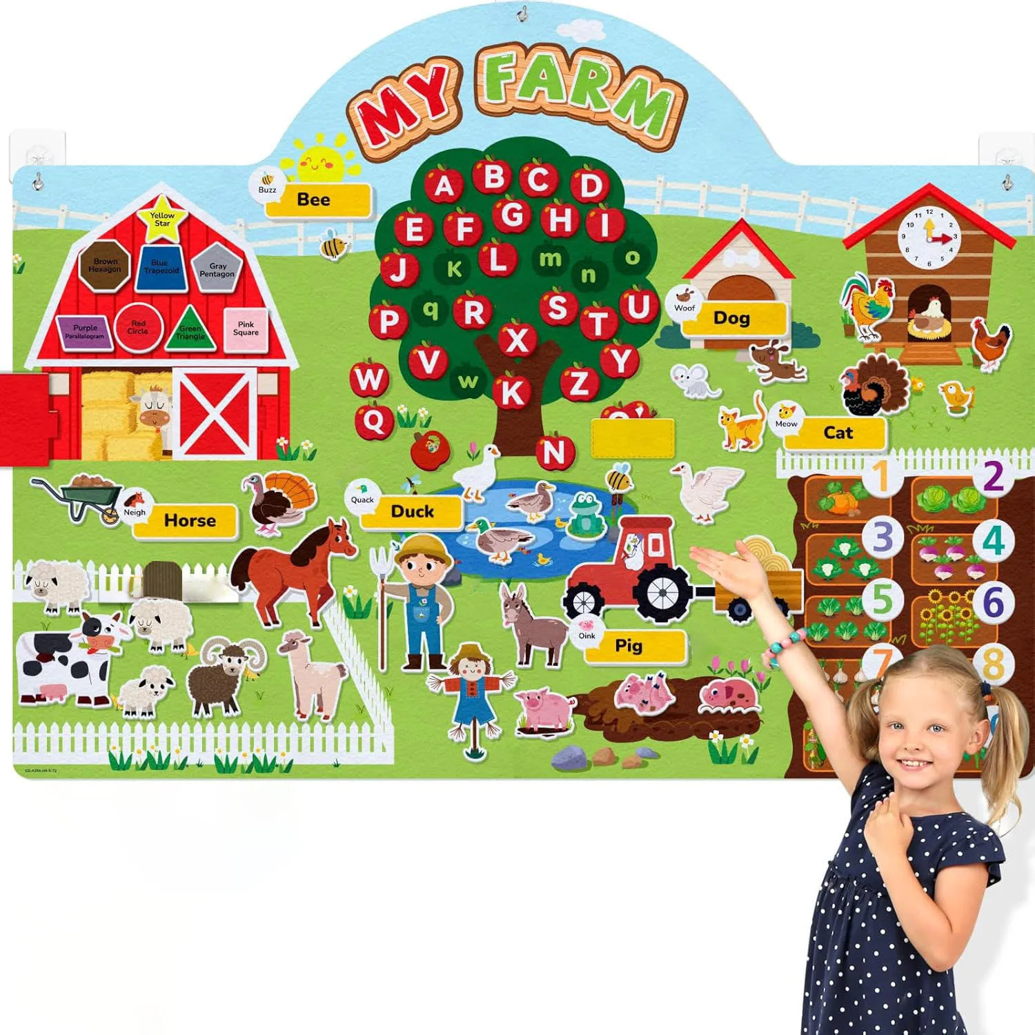 Kids Farm Animals Felt Story Board Set Toddler Storytelling Wall Hanging Toy