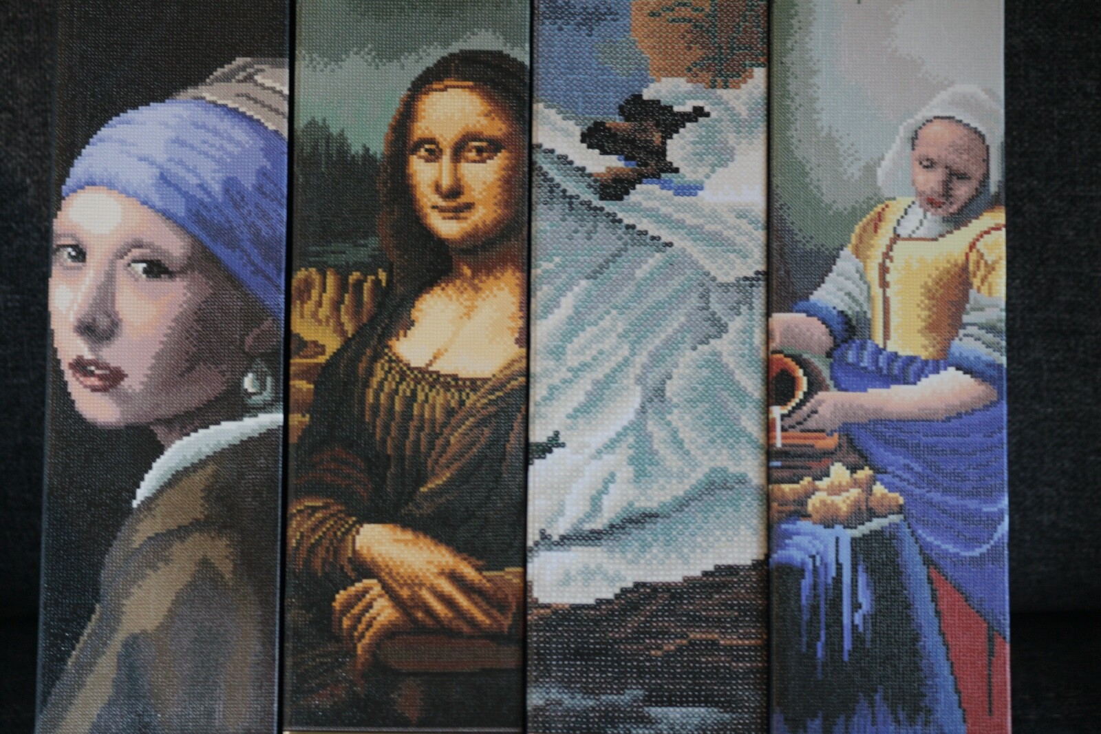 Diamond painting kit Mona Lisa , Le cygne , Jeune fille à la perle , La laitière