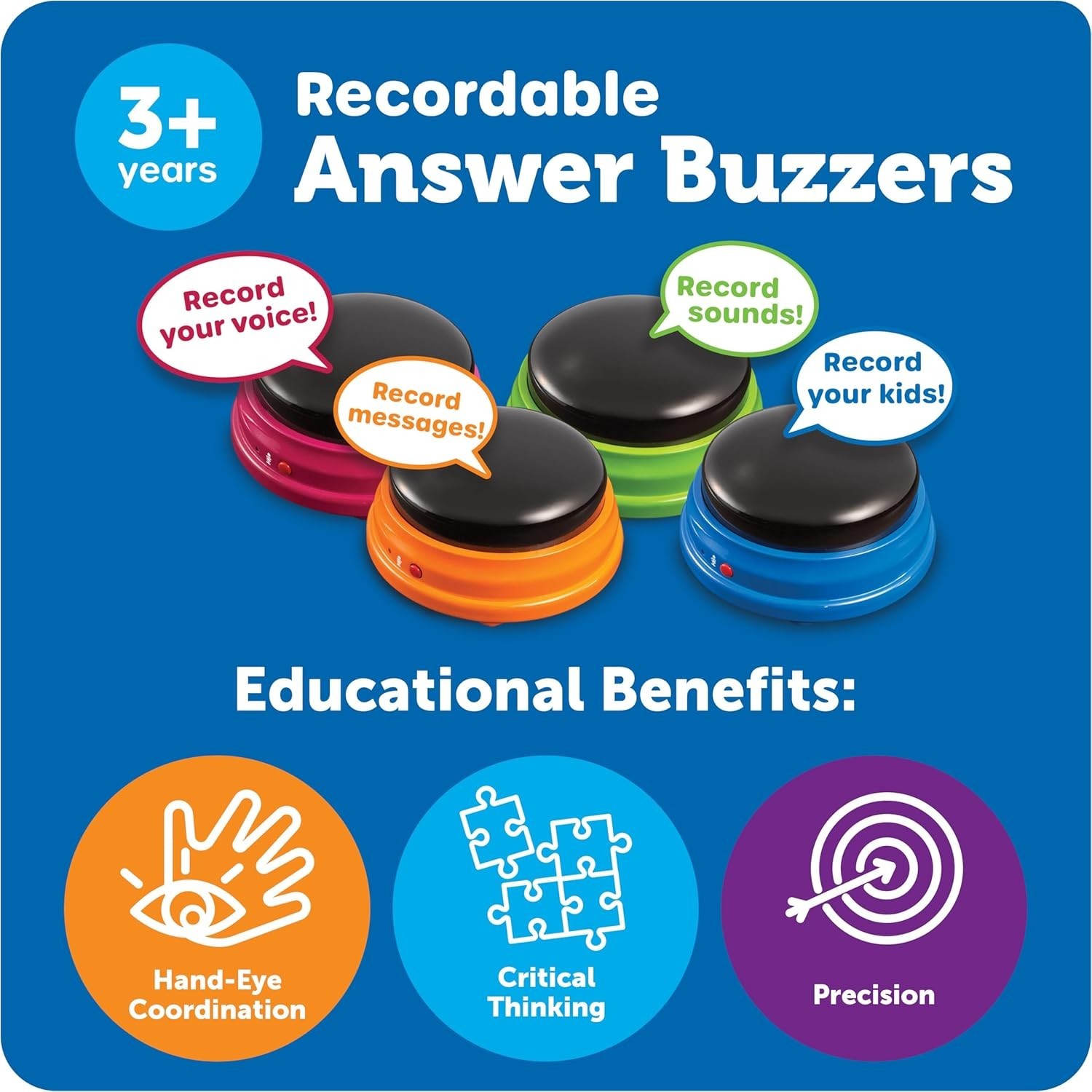 Recordable Answer Buzzers Classroom Supplies Kids Toys Sound Effect Buttons