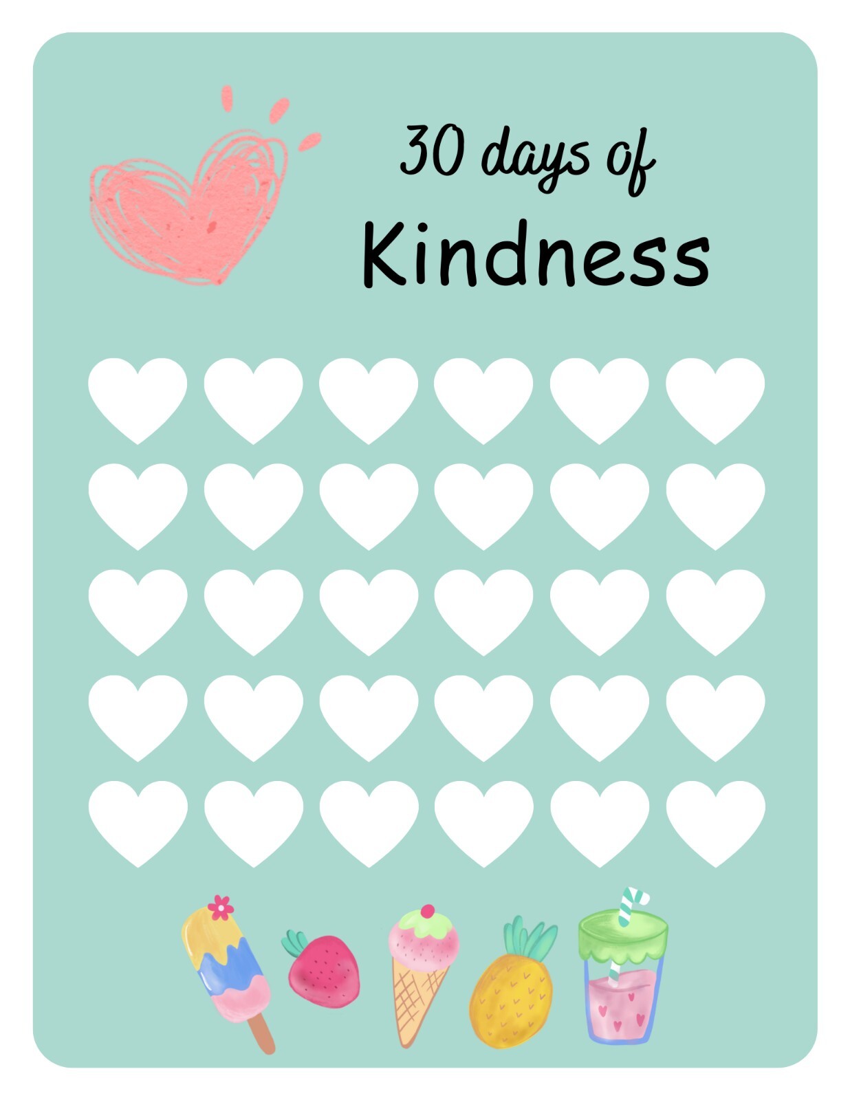 Kindness Reward Chart with Heart Stickers for Kids | Motivational Fun