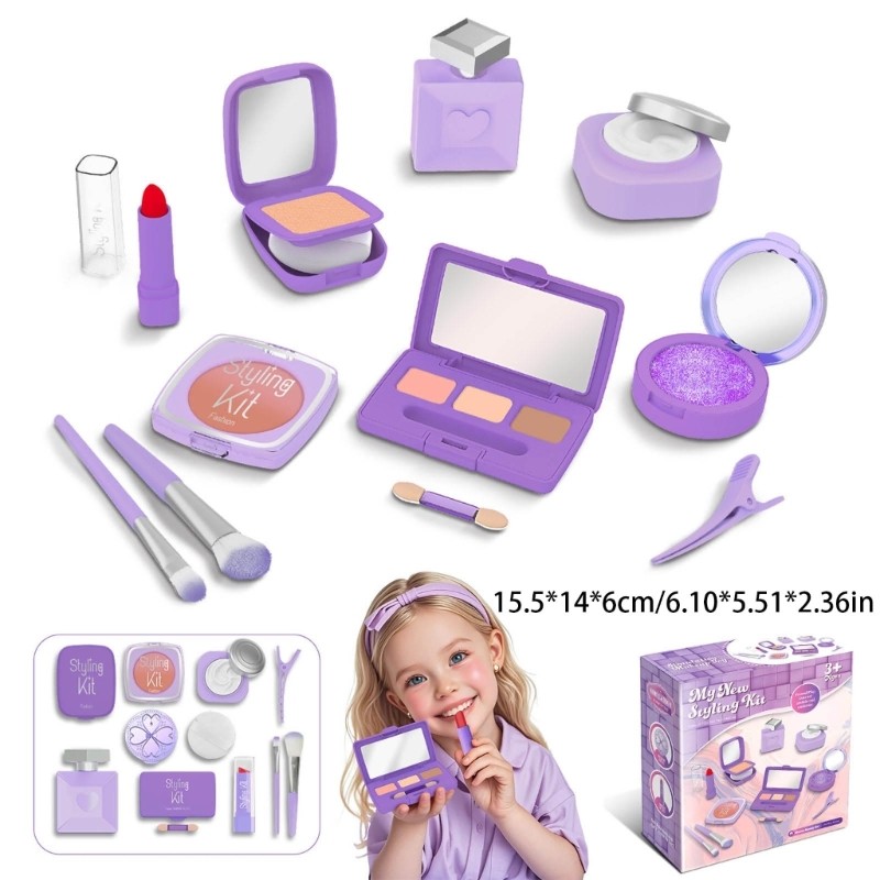 Children Pretend Play Styling Kits Makeup Cosmetic Set Toy For Creative Girl