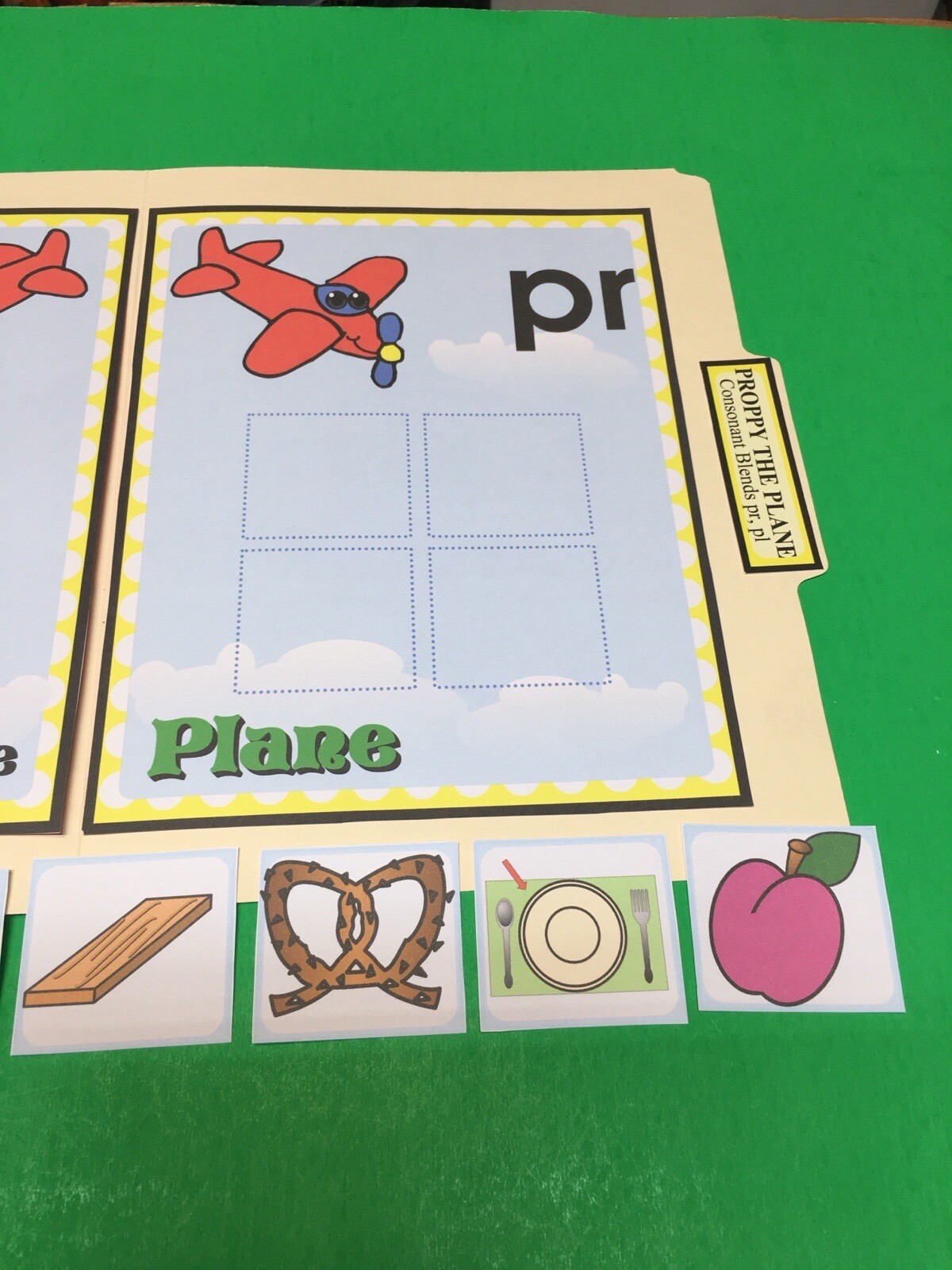Proppy The Plane – Phonics. Pl / Pr – DIY File Folder game – Printed / Uncut