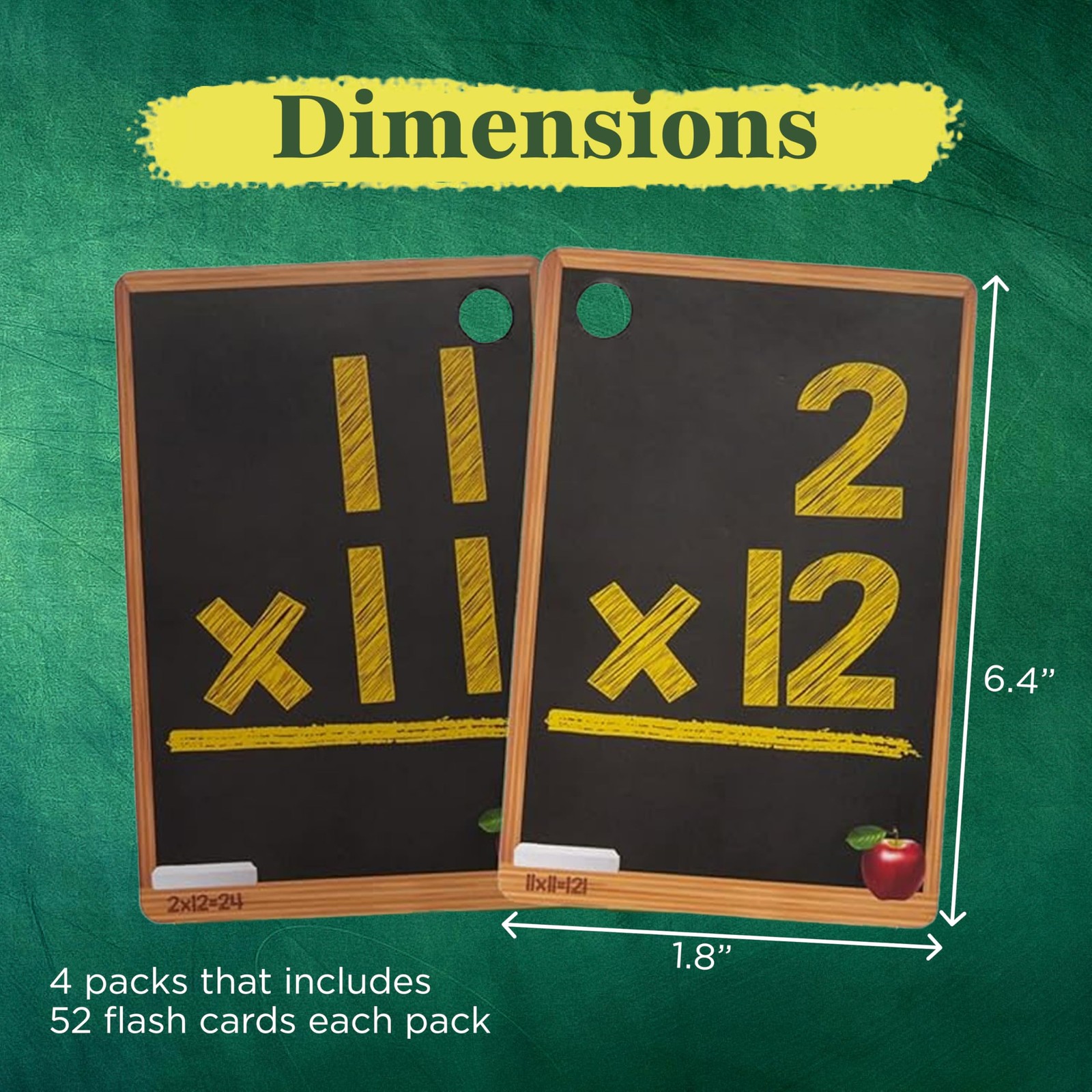 Math Flash Cards Set of 4 Addition, Subtraction, Multiplication, Division wi…