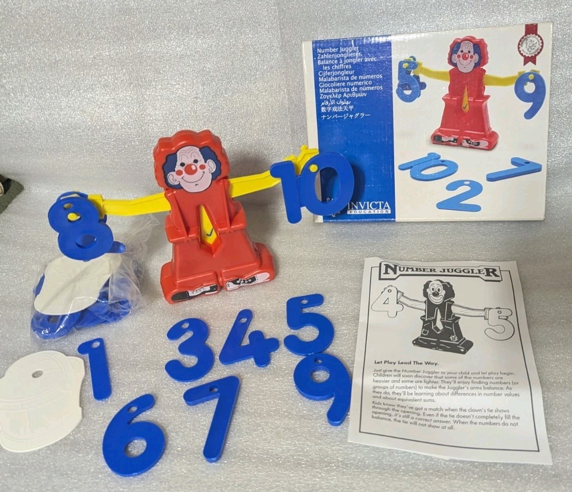 RARE Invicta Education Aid Clown Number Weight Scale Learn Equal Add Kid Sum Arm