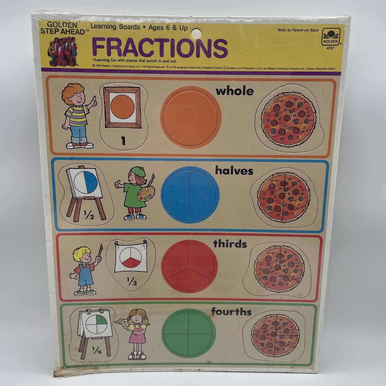 Vintage Golden Step Ahead Fractions Puzzle 1985 Learning Board School New READ