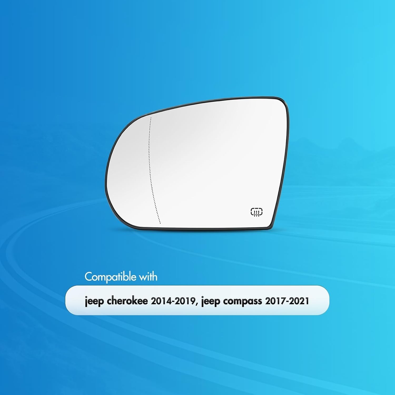 2014-2019 Jeep Cherokee 2017-2021 Compass Driver Side Mirror Chrome Power Heated
