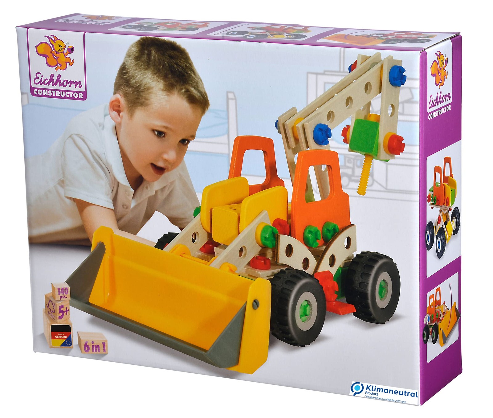 Simba 100039057 constructor wheel loader Eichhorn Versatile wooden toy, 140 comp