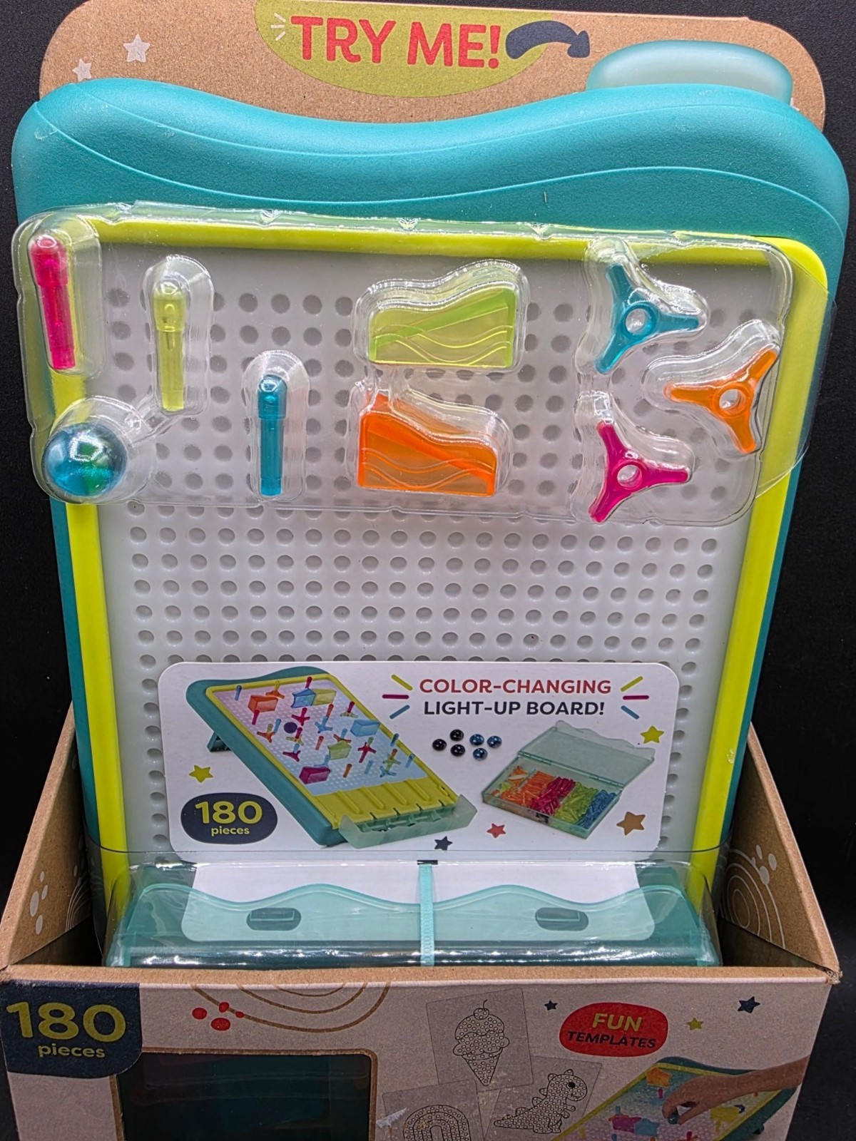 B. Toys 180-Piece Color-Changing Light-Up Board With Peg & Marble Run Set