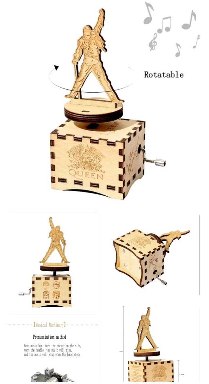 Queen Vintage Music Box Crank Random Melody Freddy Mercury