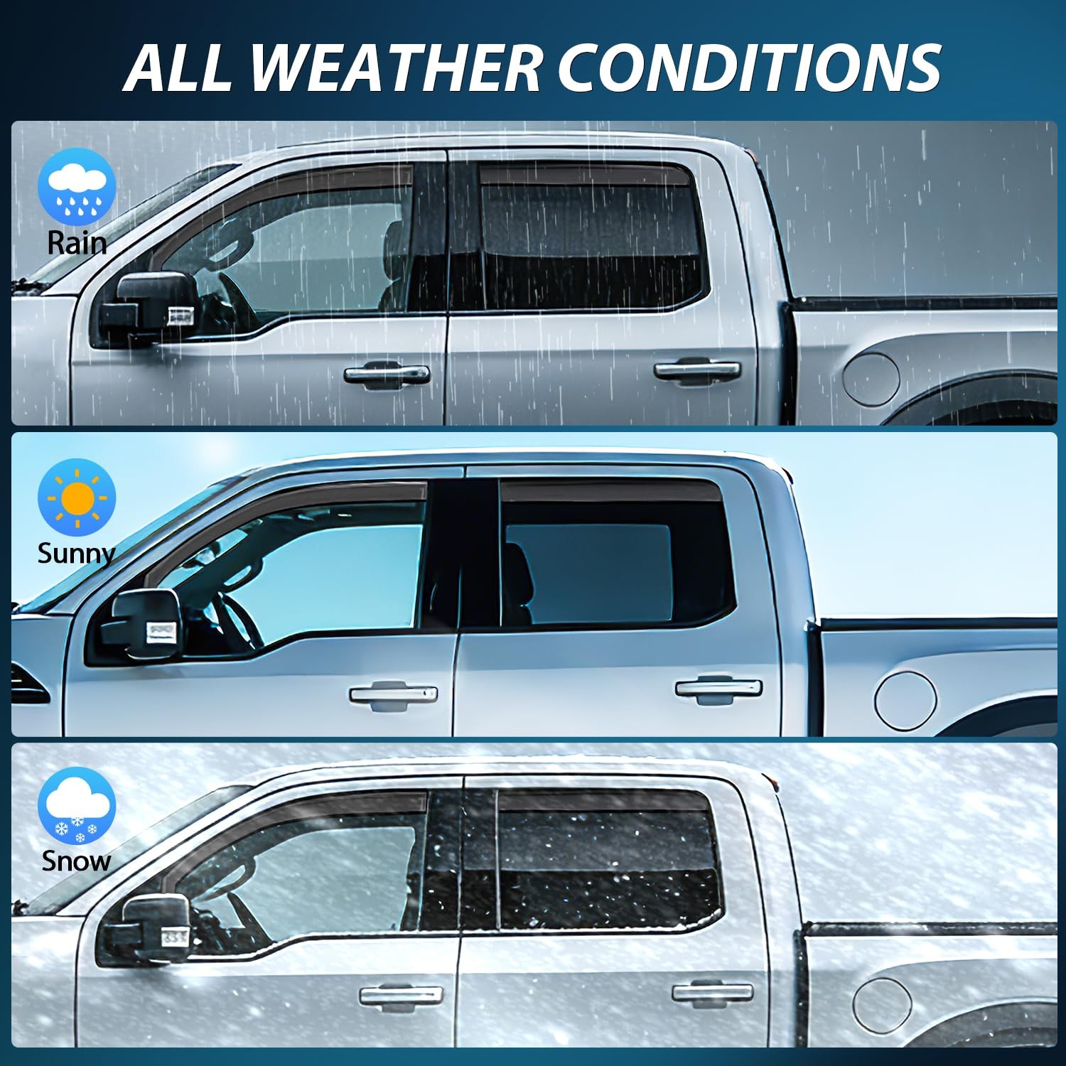 Nilight in-Channel Rain Guards for Ford F150 2015-2020 Crew Cab