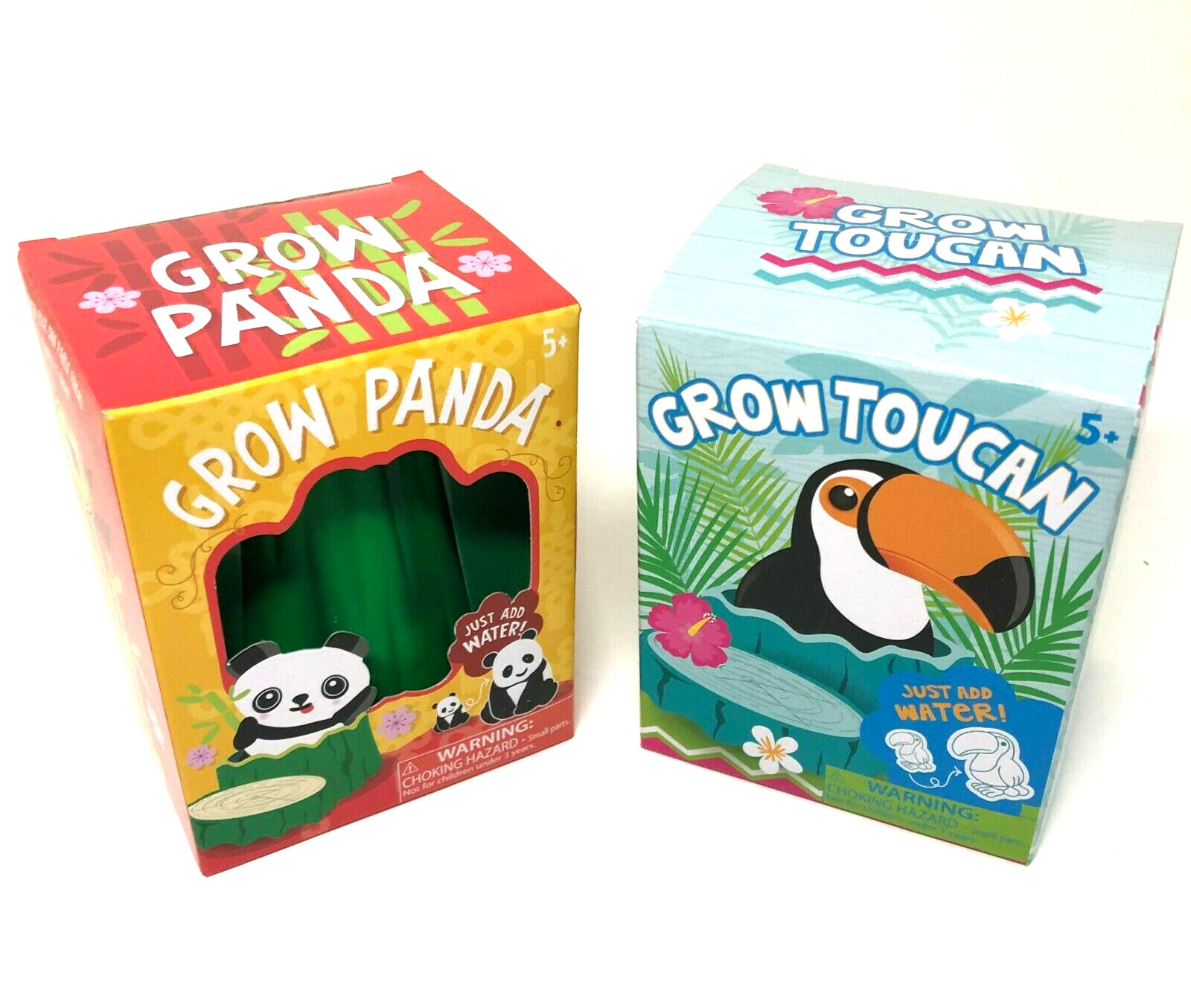 Toysmith GROW PANDA & TOUCAN • Add Water, Watch them Hatch & Grow • Educational