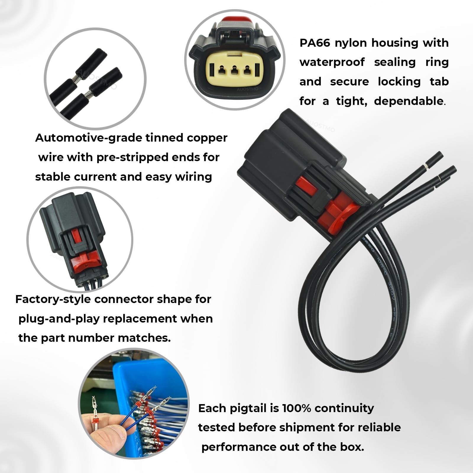 Ignition Coil Connector Pigtail Harness 3-Pin 2PCS, OE 9U2Z-14S411-EA WPT931,…