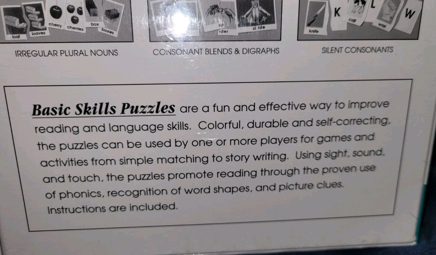 Didax Basic Skills Puzzles Irregular Plural Nouns Hands On Phonics ~ age 3+ New