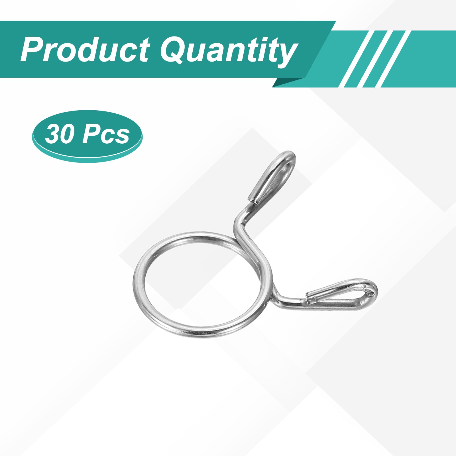 30Pcs 11.5mm ID 12.8mm OD Fuel Line Hose Clips Spring Clips Clamps Silver