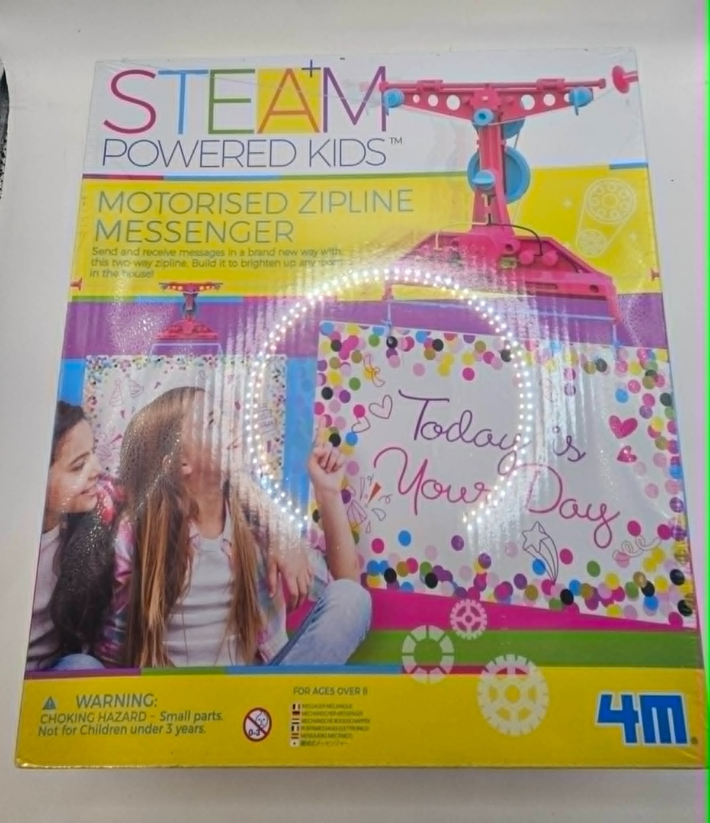 4M STEAM Powered Kids Motorised Zipline Messenger -NEW SEALED Damaged box