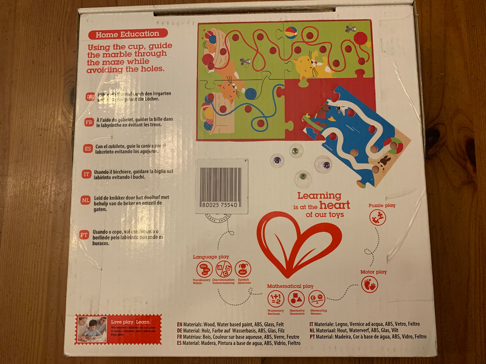 Hape Toys Kids Scribble Maze Fine Motor Marble Game New