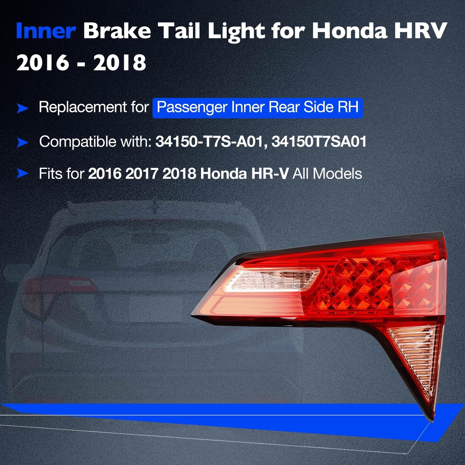 Inner Tail Light for Honda HRV 2016 2017 2018 – Brake Taillight Assembly Rear…