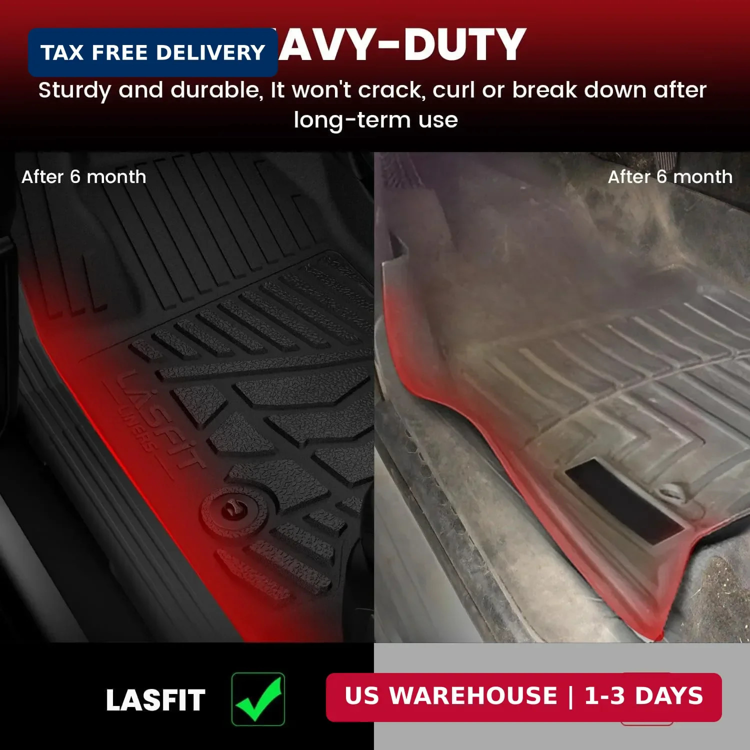 LASFIT Floor Mats 2019-2026 for Chevy Silverado/GMC Sierra 1500, 2020-2026 for 2