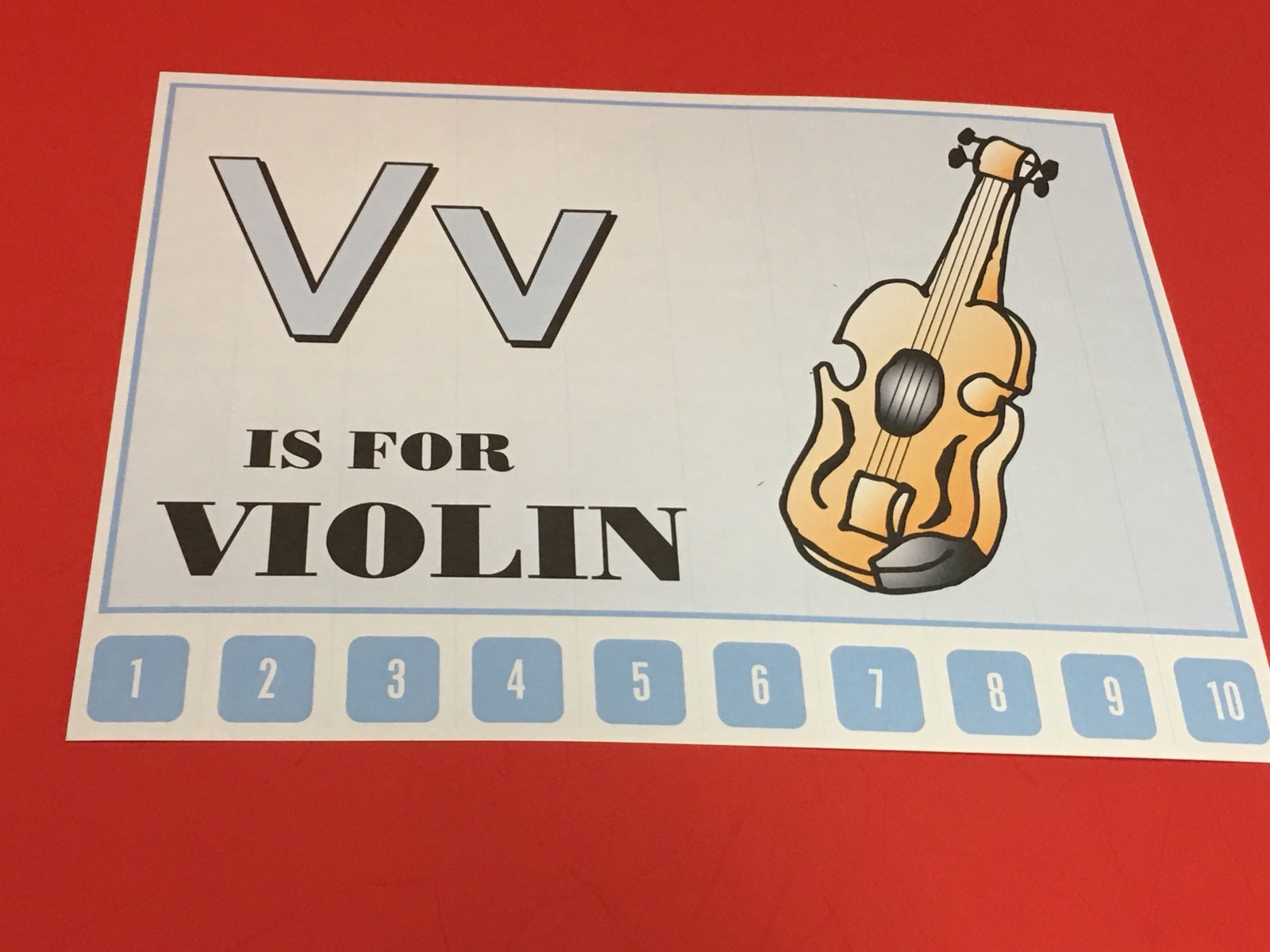 Letter V Violin – Number Sequencing Puzzle, numbers 1-10 Laminated