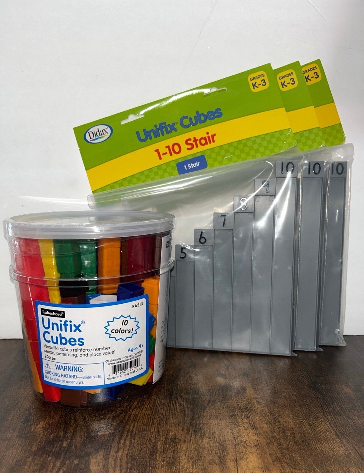 Lakeshore Unifix Cubes 10 Colors and Didax Unifix cubes 1-10 Stairs NEW/ SEALED