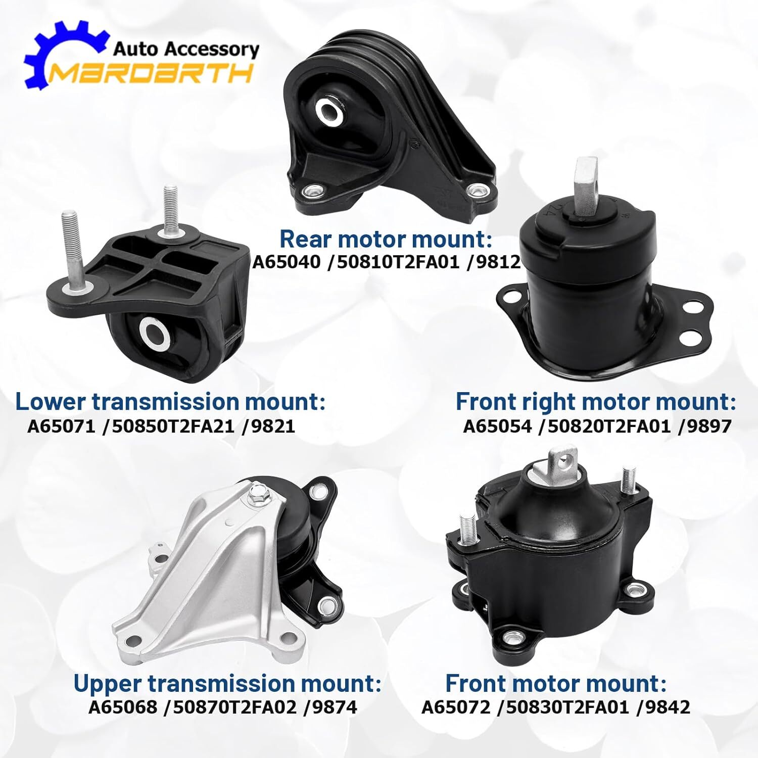 Set of 5, Engine Motor Mount and Transmission Mount Kit Replacement Compatible