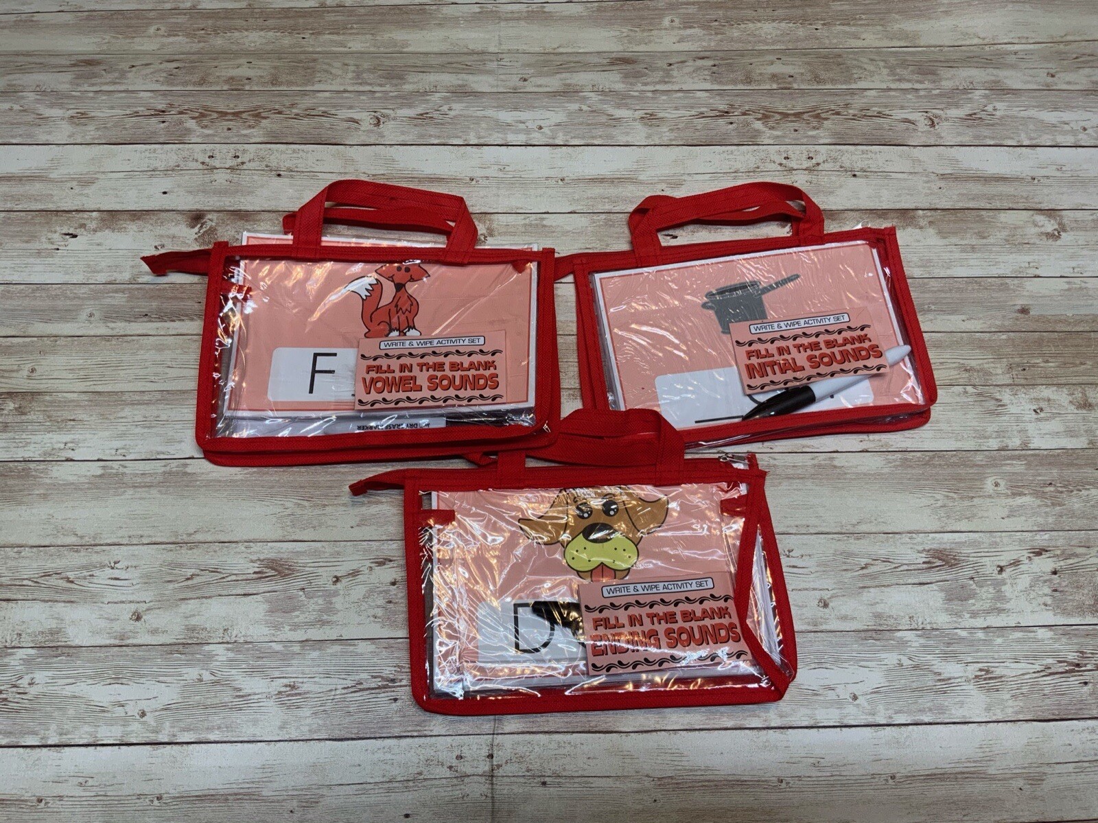 Busy bag – GIFT SET (3) Write & Wipe Activity Set – Beginning, Vowels & Ending