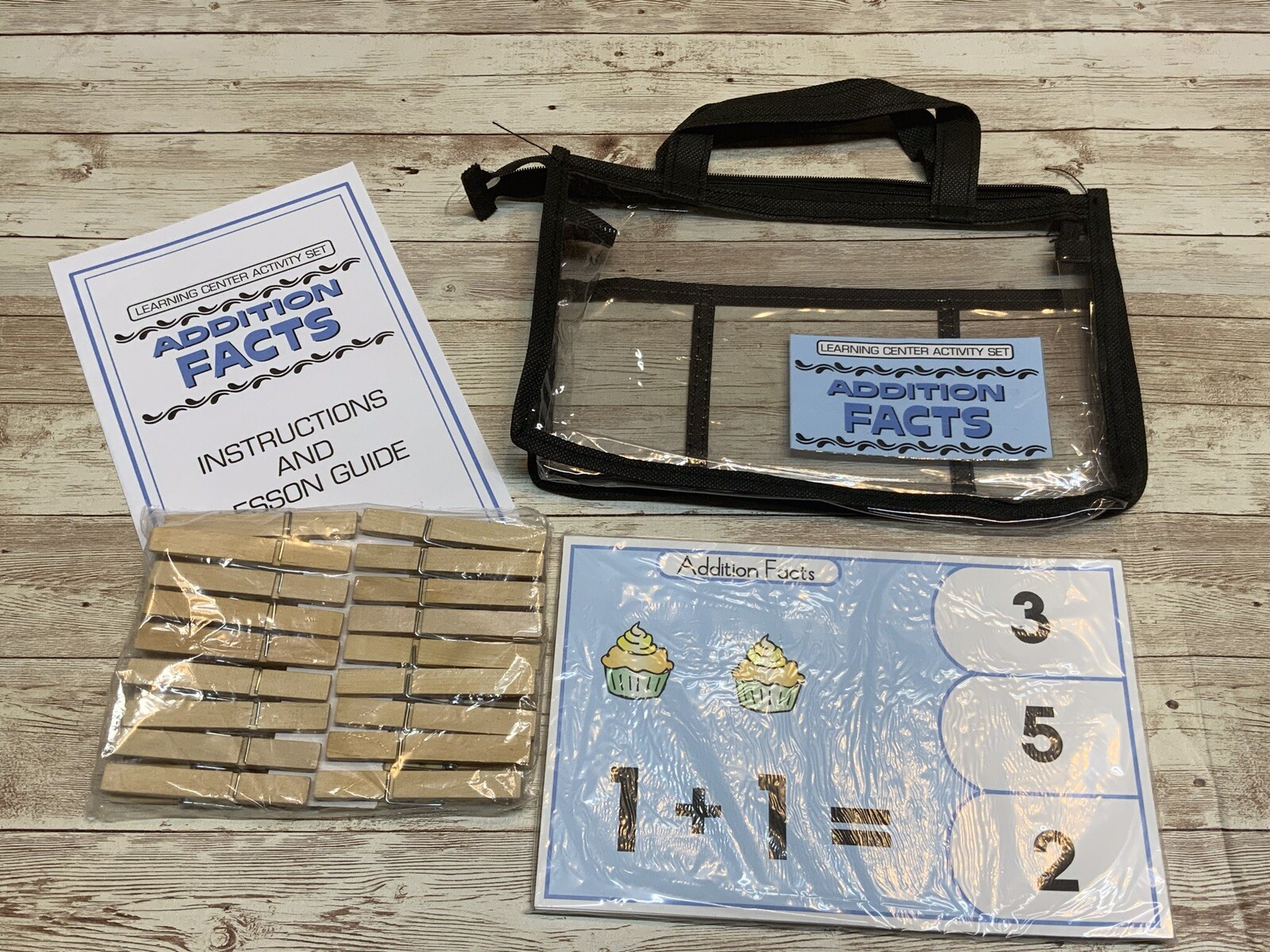Learning Center Activity Set – Addition Facts – Clothespin Learning Center