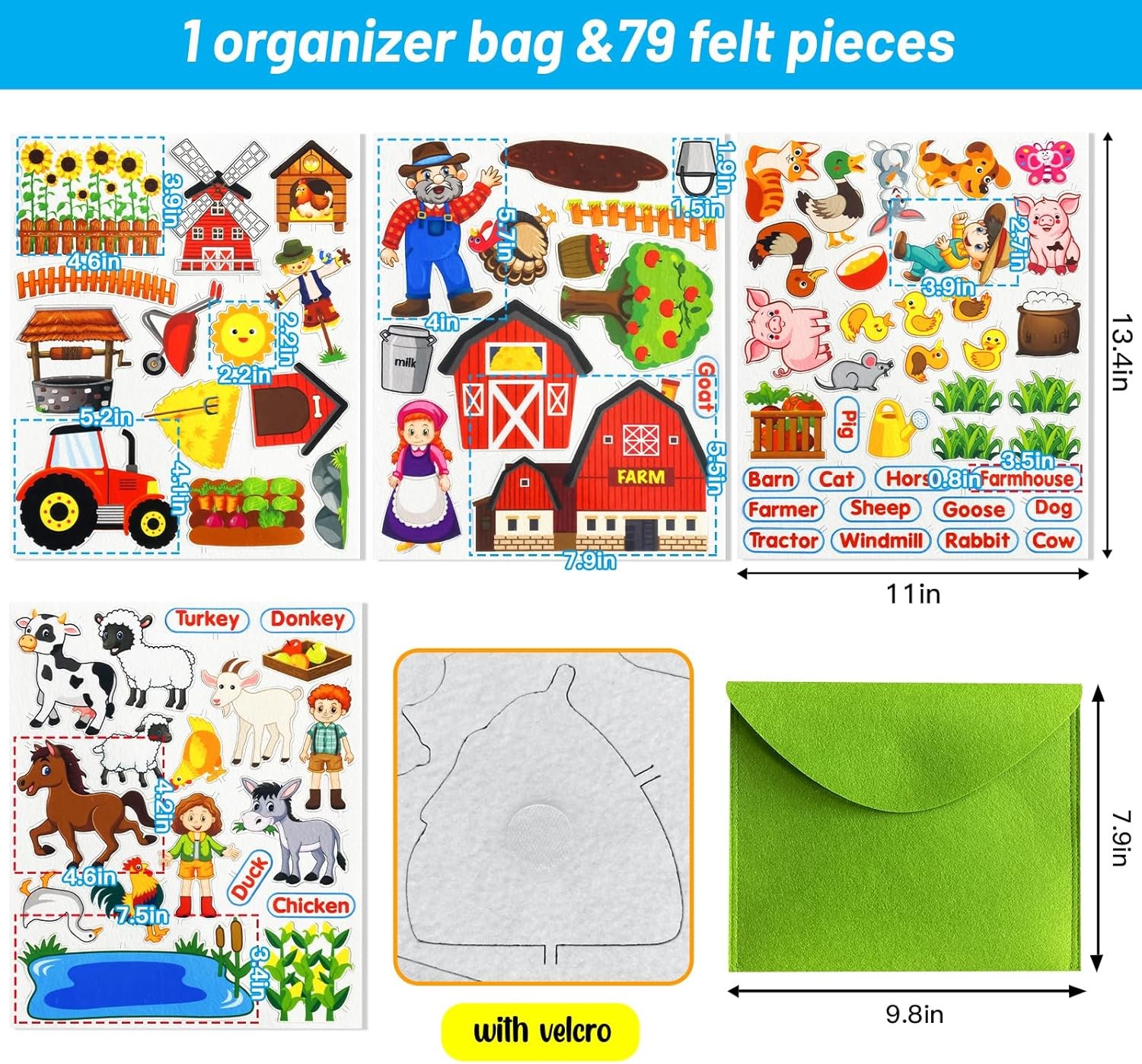 Felt Flannel Board Story Pieces for Toddlers Preschool, Kids Interactive Storyte