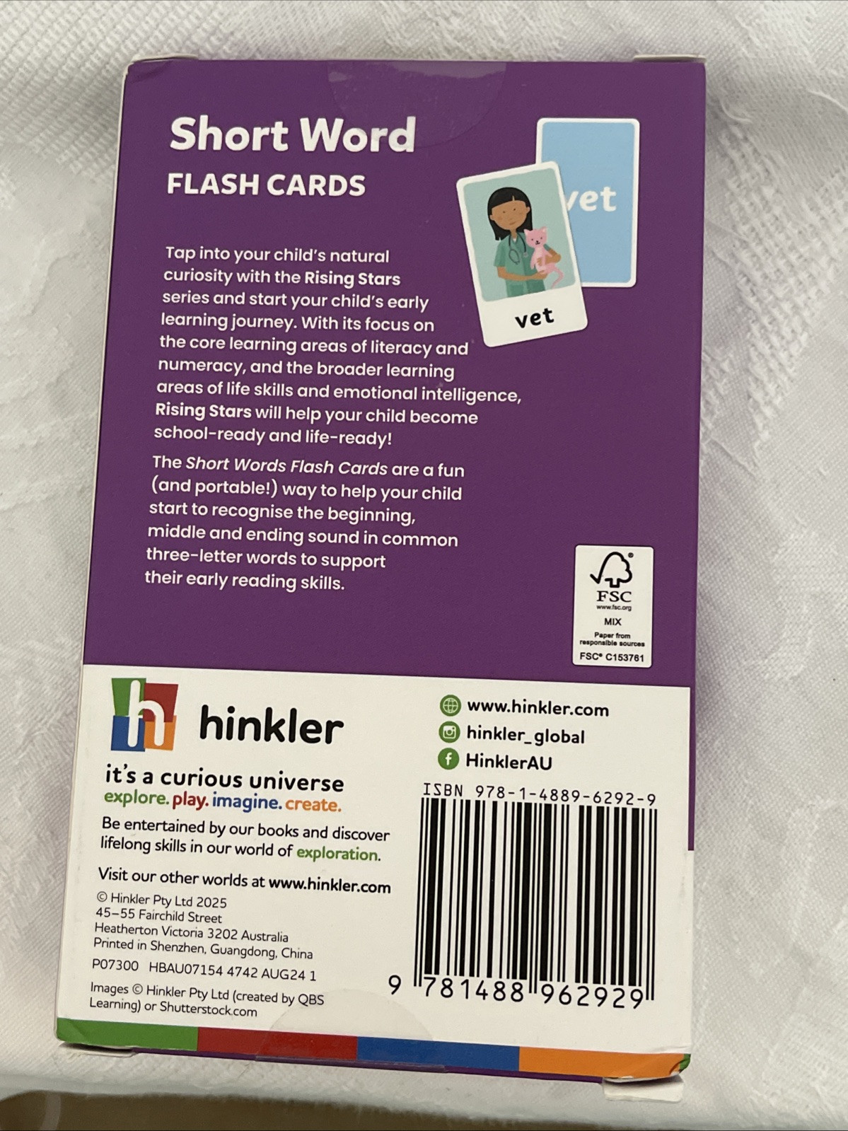 Jr. Explorers Hinkler Short Word Flash Cards Rising Stars Learn Teach English