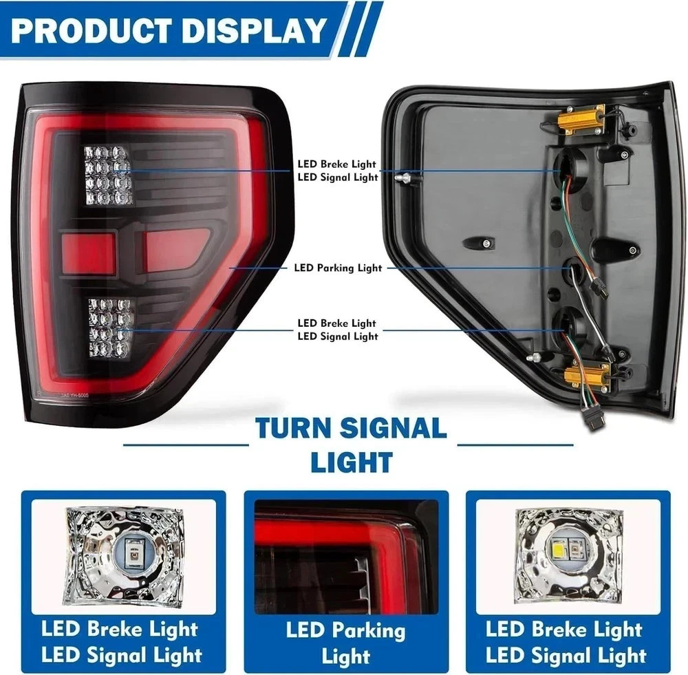 PZ 2009-2014 F 150 LED Tail Lights Assembly with Signal/Runnning Light Clear …