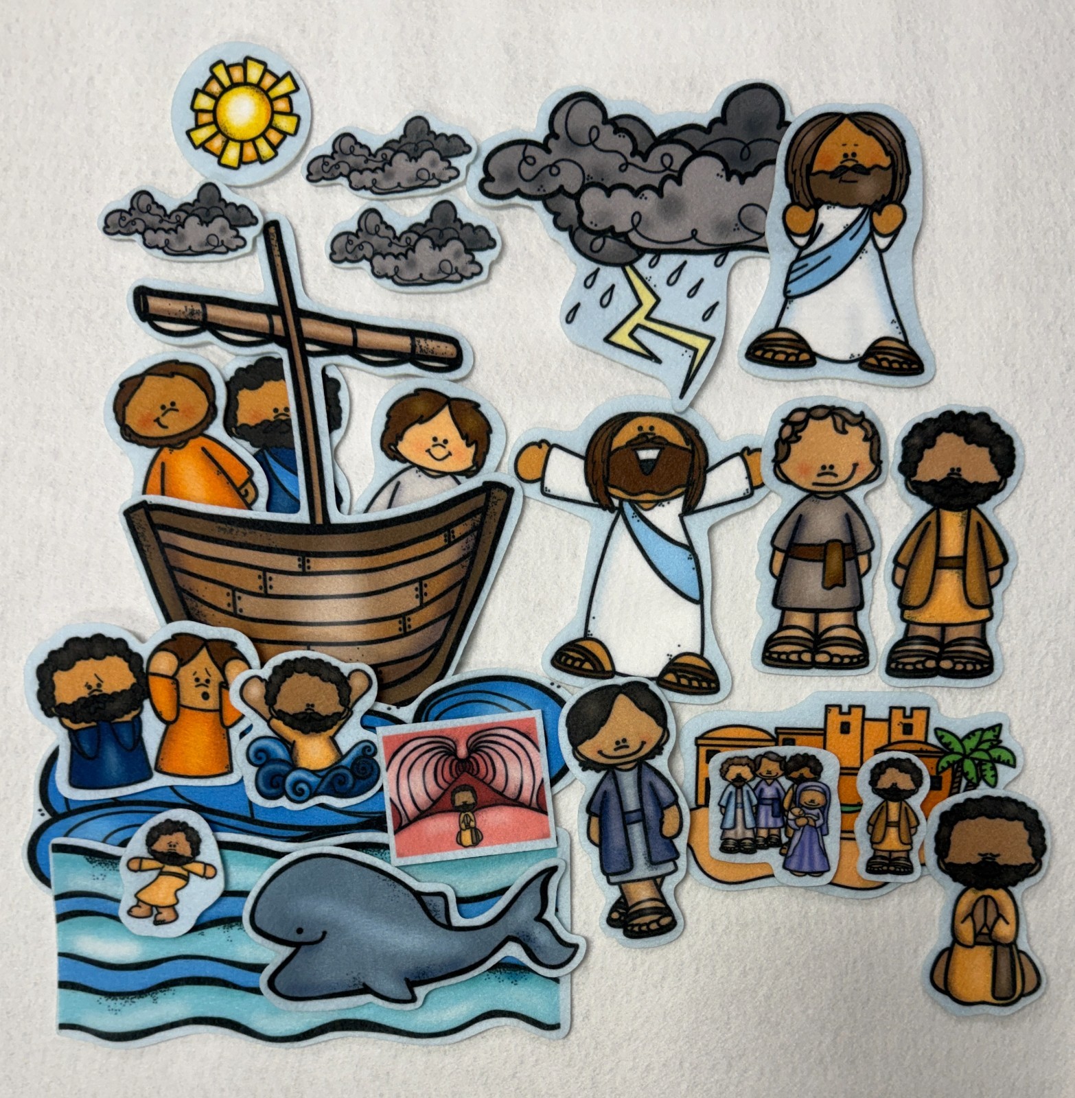 Jonah Whale Jesus Calms Storm Felt Figures Flannel Board Stories Bible Kids