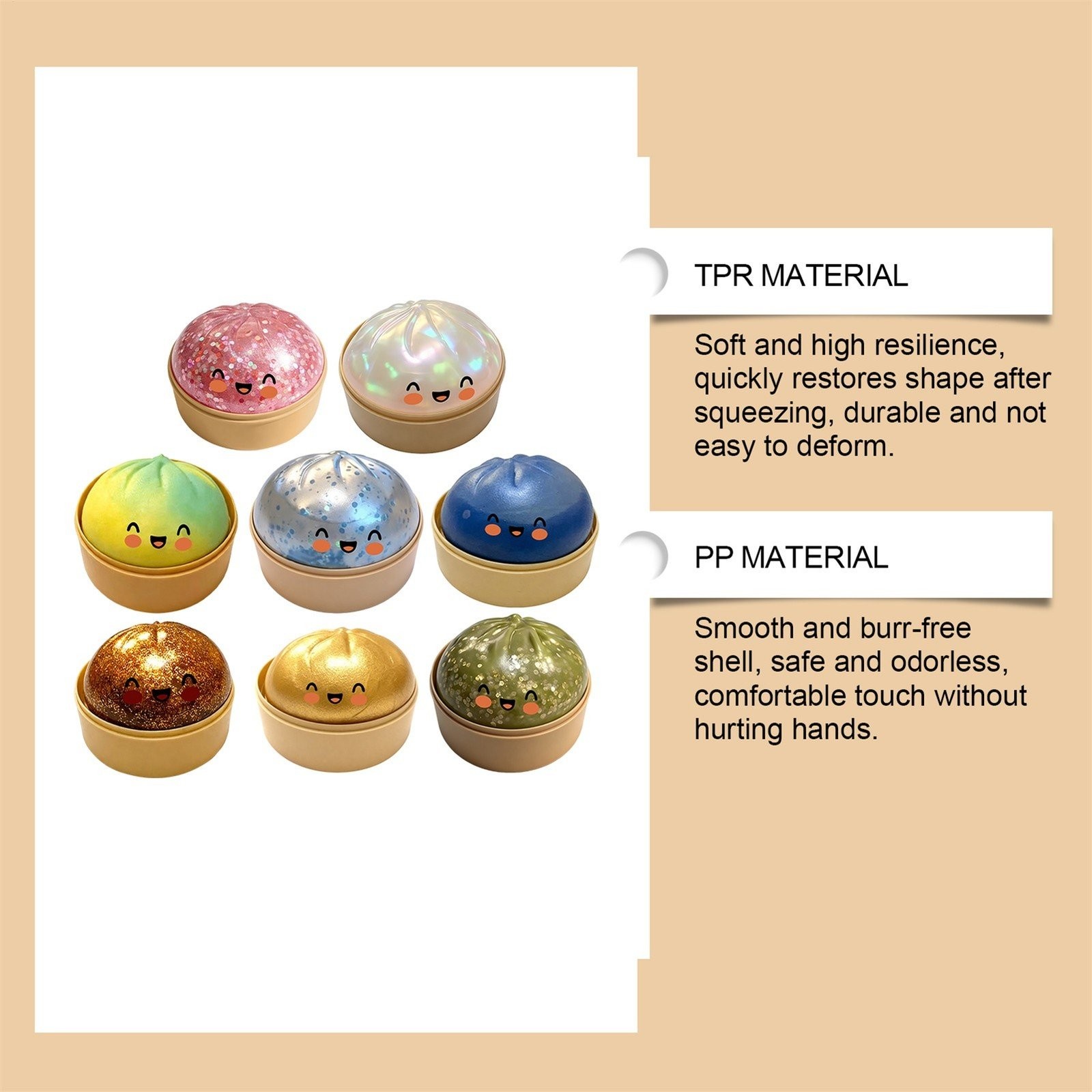 New Five Below Surprise Squishy Dumpling Bun Glitter Rare Toy Collectible TL