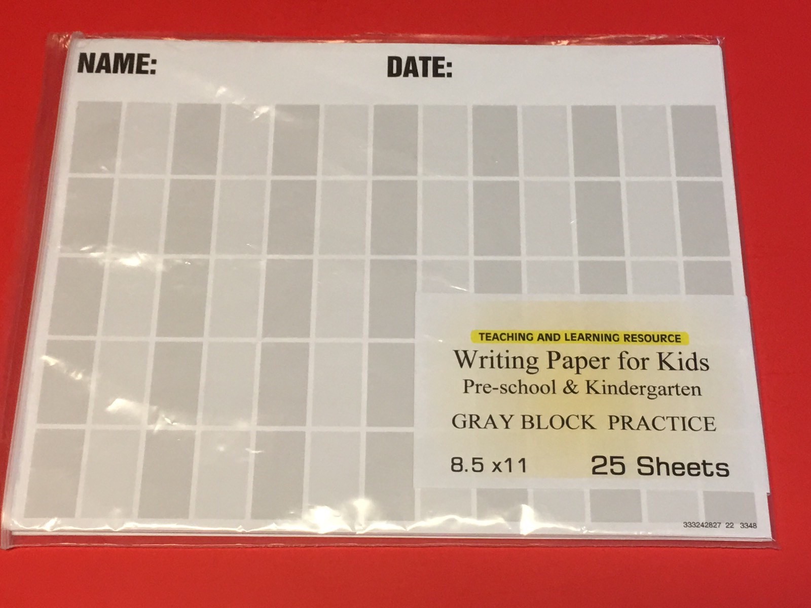 Writing Paper for Kids – Gray Block Practice – 11X 8.5 in, 20 lb, 25 sheets