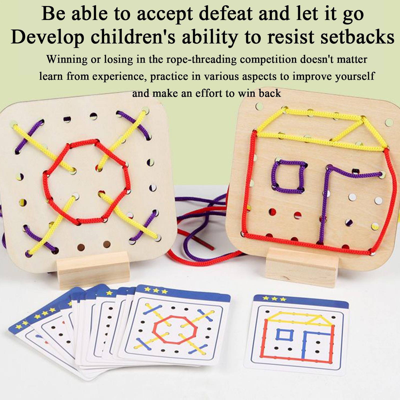 Wooden Lacing Toy Fine Motor Skills Portable for 3, 4, 5 Years Old Game Toys