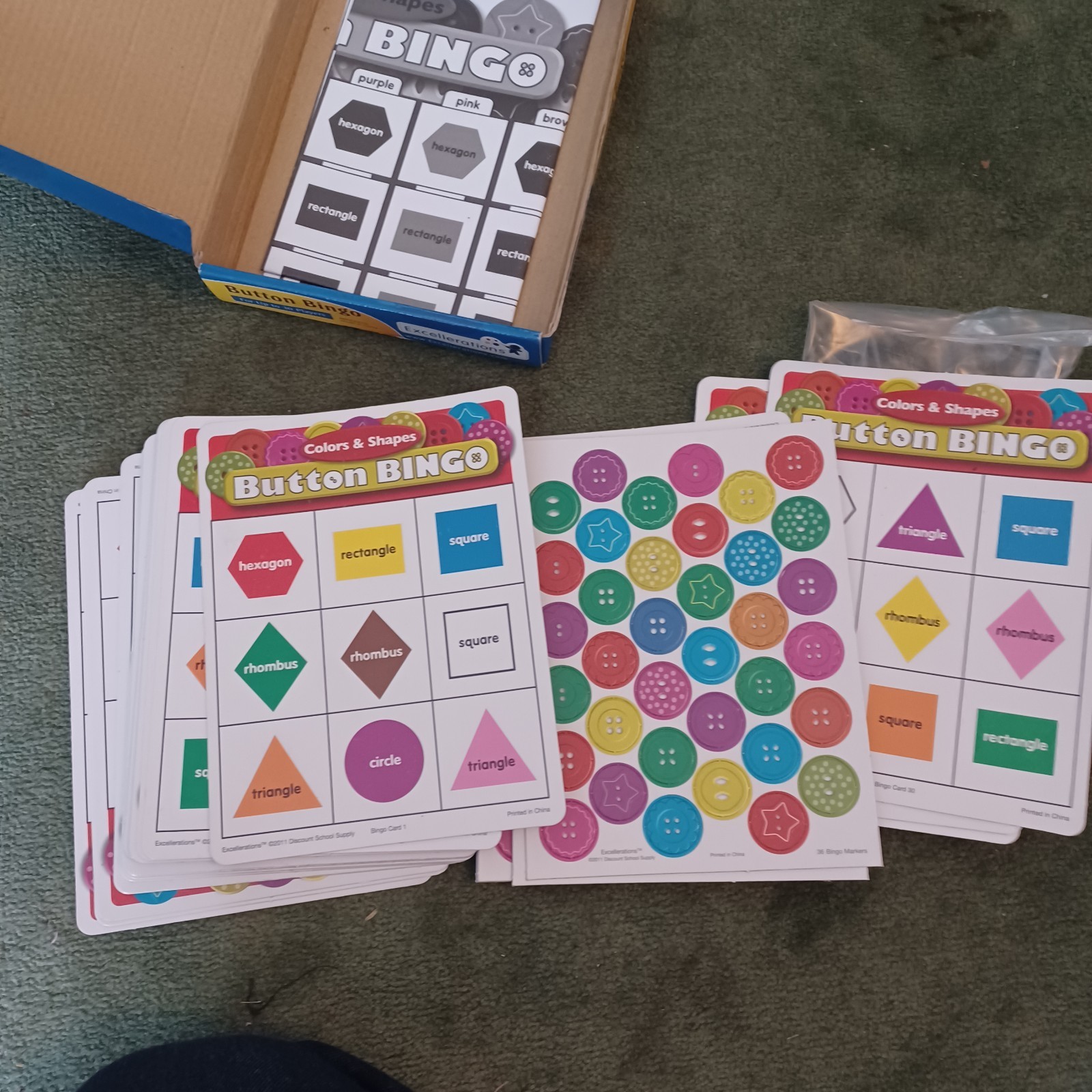 Excellerations Button Bingo Colors and Shapes Homeschool Pre K to Kindergarten