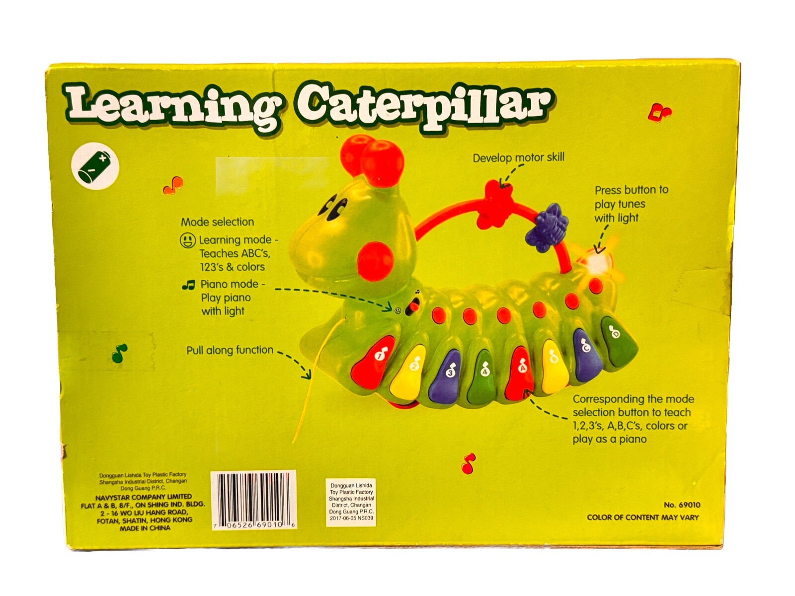 Navystar Learning Caterpillar Teaches ABC’s 123’s & Colors Piano with light New