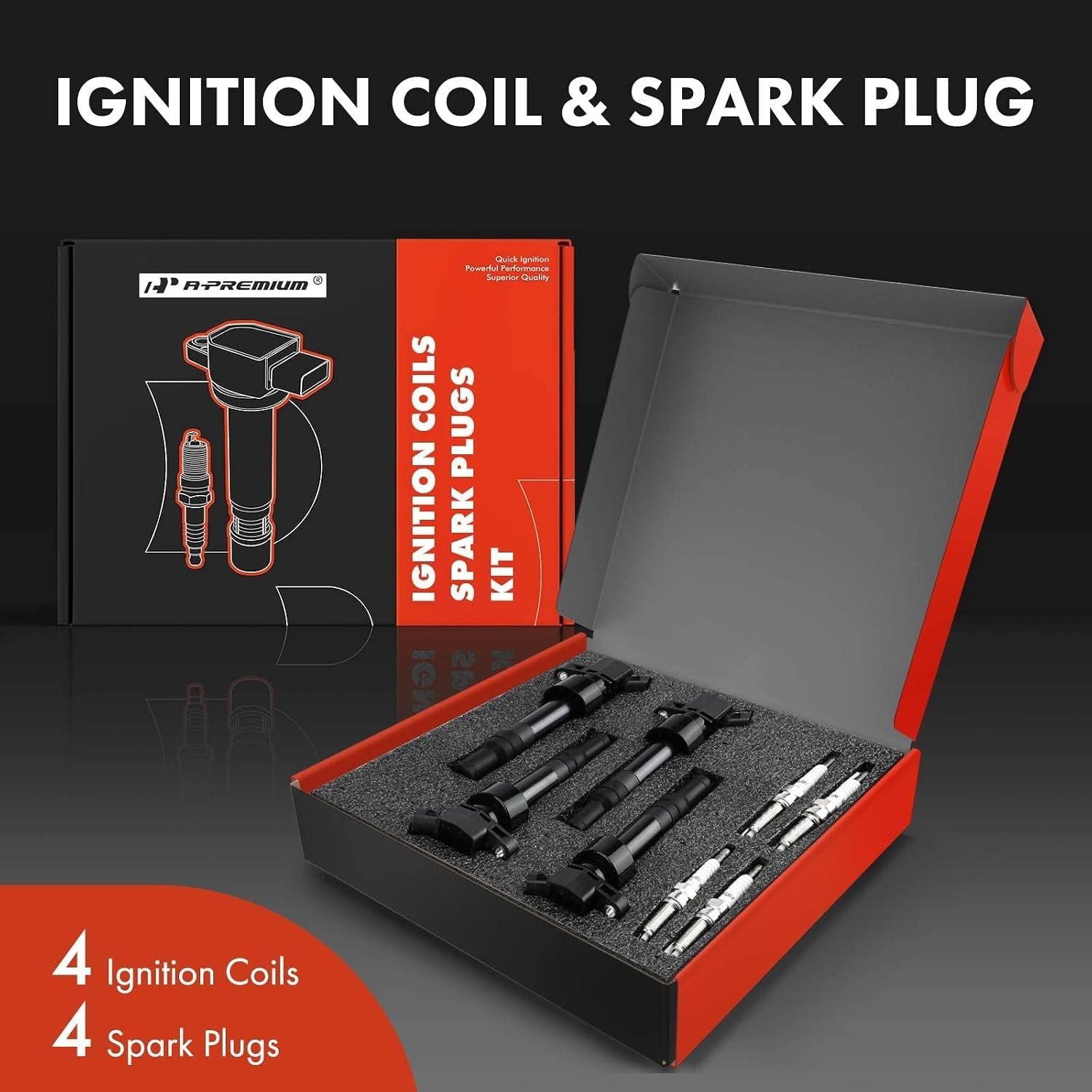 Complete Pack of 6 APM Set of 4 Ignition Coil Pack (2-pin) and Iridium